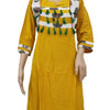 Soft Cotton Kurti, with three-quarter sleeves and hanging green tassels