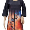 American Crepe Kurti, graphic print and round neckline