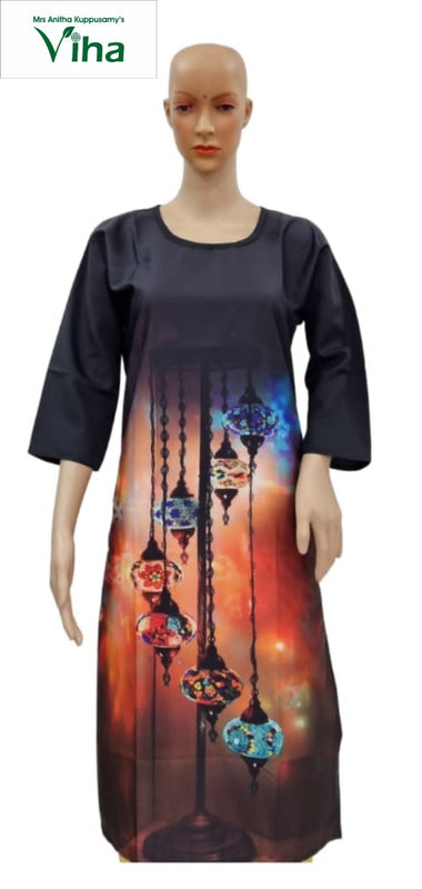 American Crepe Kurti, graphic print and round neckline