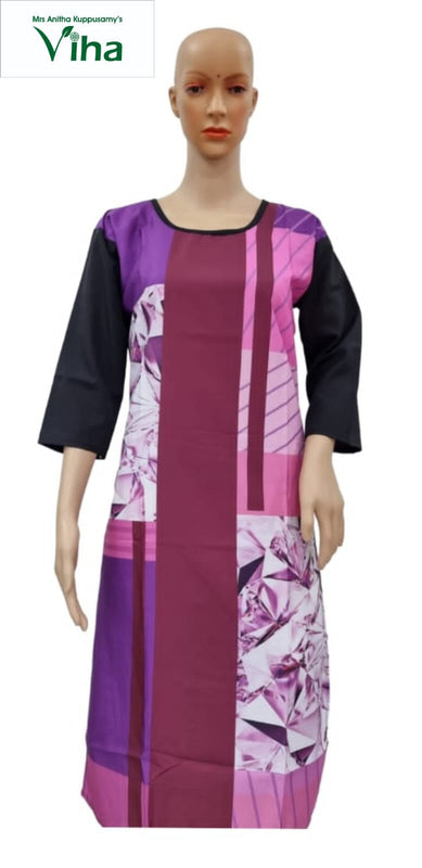 American Crepe Kurti Size - XL with round neckline and three-quarter sleeves