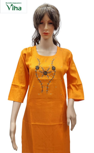 Kurti with Embroidery work | Cotton Silk Kurti | Size-XL