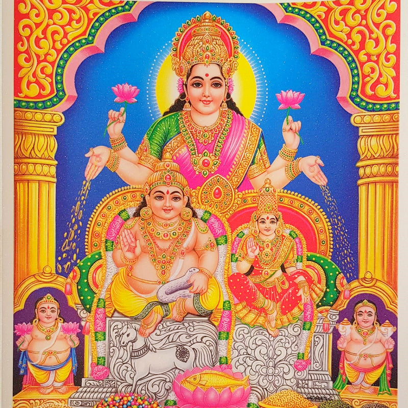 Lakshmi Kubera Photo - Big, unframed print with a gold arch