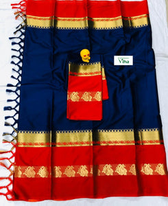 Cotton Silk Saree With Blouse(inclusive all taxes)