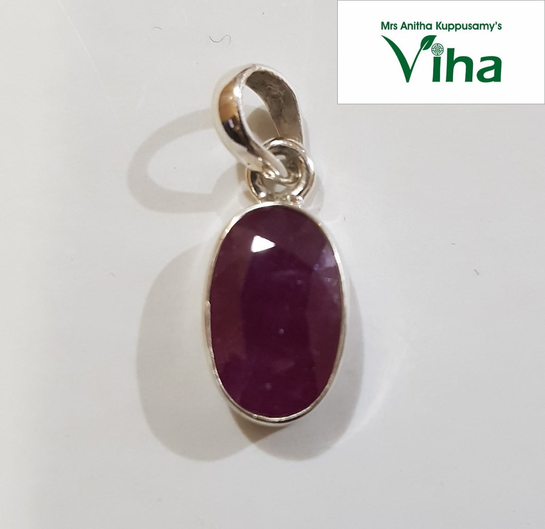 Ruby Silver Pendant Oval 2.6 cts / Manikkam