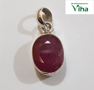 Ruby Silver Pendant Oval 3.37 cts / Manikkam