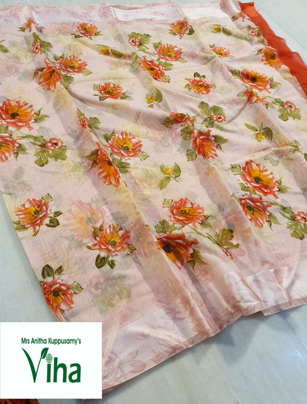Soft Linen Silk saree with Contrast Blouse(inclusive of all taxes)