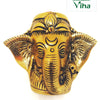 Ganesha Pen Stand Gold, a gold-toned metallic elephant head figurine with a fluted trunk, ornate headdress, and large flared ears against a white background