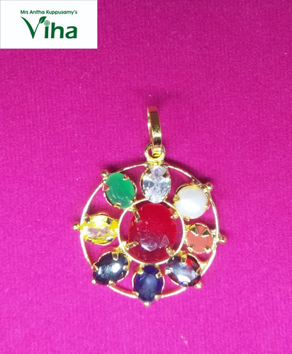 Divya Navaratna Small Pendant  (Round)