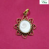 Gomathi Chakra Pendant, Petal Frame, gomathi chakra framed by open metal petals all round