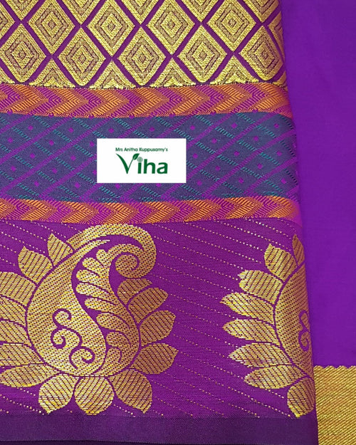 Silk Pavadai Set / 5-8 Years with geometric diamond pattern