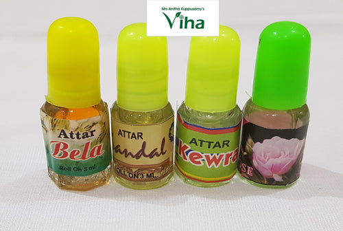 Athar-Sandal, Kewra, Rose, Jasmine Set Of 4 - 3 ml