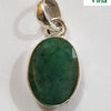 Emerald Silver Pendant Oval Cut with an oval faceted green stone