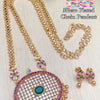 Premium Quality Chain Pendant Set Micro Plated with a circular pendant necklace and earrings