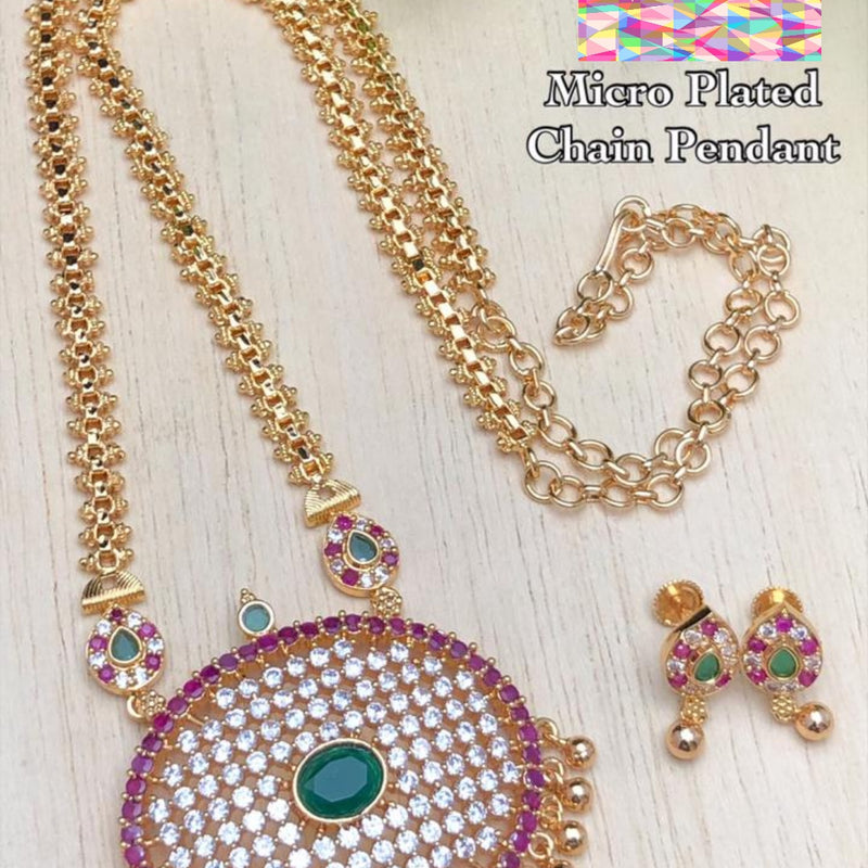 Premium Quality Chain Pendant Set Micro Plated with a circular pendant necklace and earrings