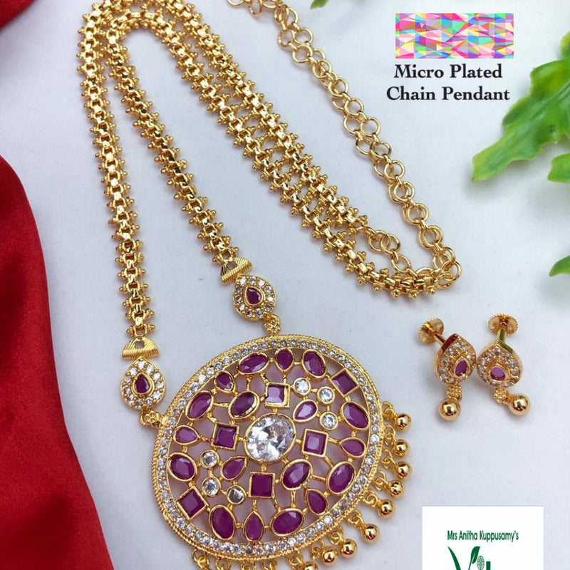 Premium Quality Chain Pendant Set Micro Plated with a large pendant and bead chain