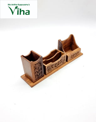 Desk Organizer With Mobile Stand Full Carving With Design