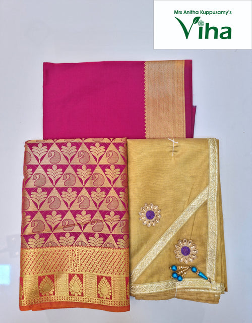 Buy VIHA CREATION Woven Mekhela Chador Pure Silk Dark Green Sarees Online @  Best Price In India | Flipkart.com