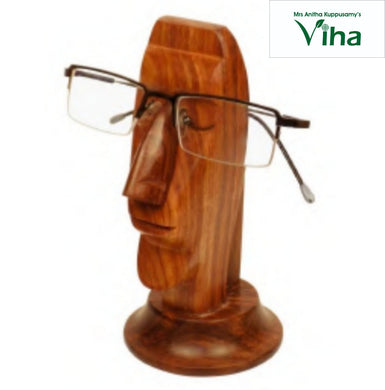 Face-Shaped Wooden Spectacle Holder