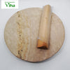 Original Sandalwood / Sandal Wood, one textured beige circular slab with a vertical round beige stick wrapped in clear plastic