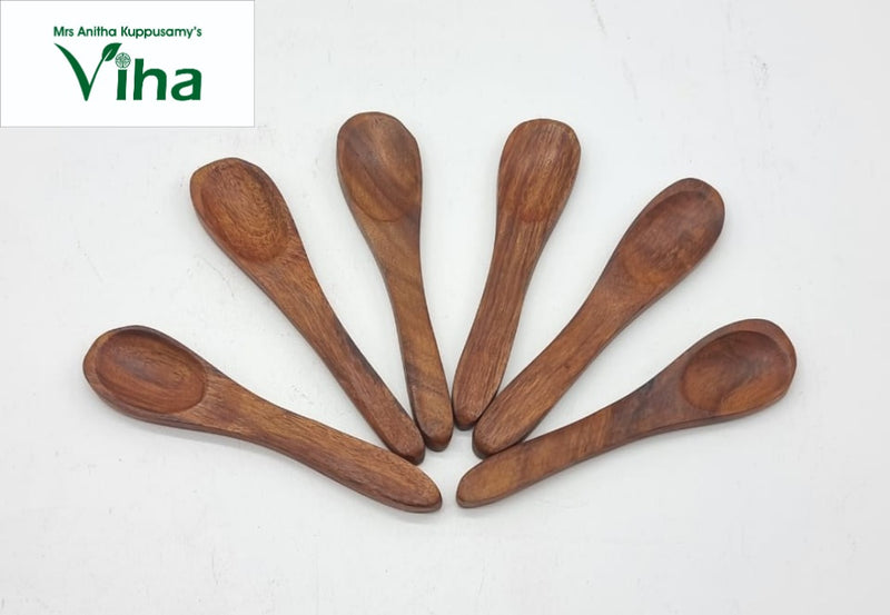 Wooden Spoon 6 Pcs with grain pattern