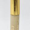 Natural Gopi Chandan Liquid Sindoor, a vertical round container with a gold-toned shiny cap and a beige body featuring gold-toned text markings