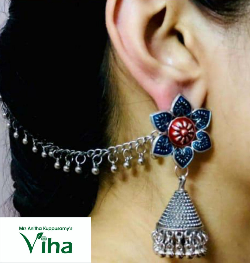 German Silver Jhumka With Mattal