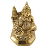 Kubera in brass, seated figure on an octagonal base with a small mound beside it