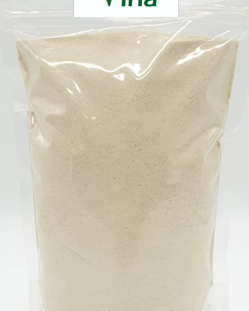 Panai Kizhangu Powder / Odiyal Maa / Palmyra Sprout Powder / Panankizhangu, one glossy transparent plastic pouch filled with off-white powder