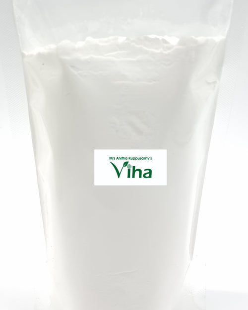 Corn Flour in a transparent plastic pouch containing white powder