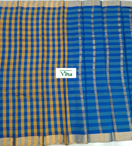 Handloom Cotton Silk Saree with Contrast Pallu & Contrast Blouse (inclusive of all taxes)