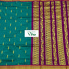 Kalyani Cotton Silk Saree With Blouse (Inclusive Of All Taxes), teal saree with gold-toned motifs and magenta panel featuring gold-toned stripes
