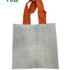 Jute Bag with Zip, a rectangular tote bag featuring an off-white textured woven body and two orange fabric handles attached at the top