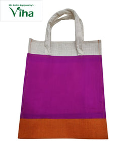 Jute Bag With Silk Design & With Zip