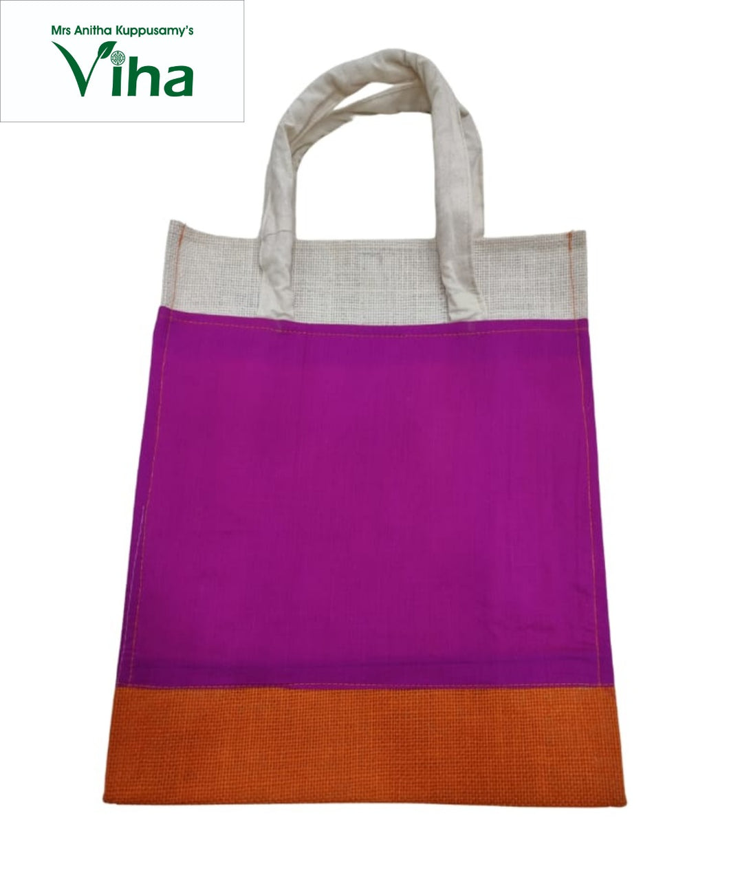 Jute Bag With Silk Design & With Zip