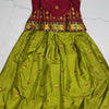 Ready Made Cotton Silk Pattu Pavadai Set with sleeves, a maroon and green embroidered two-piece set