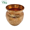 Ashtalakshmi Copper Kalasam (Lotta), a copper-toned metal pot featuring an embossed band and figured reliefs