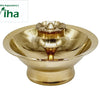 Nandha Agarbathi Stand Brass, wide shallow bowl with flared rim and fluted centre