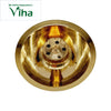 Nandha Agarbathi Stand Brass, a polished gold-toned metal bowl featuring a central circular fixture with six holes and a pointed tip