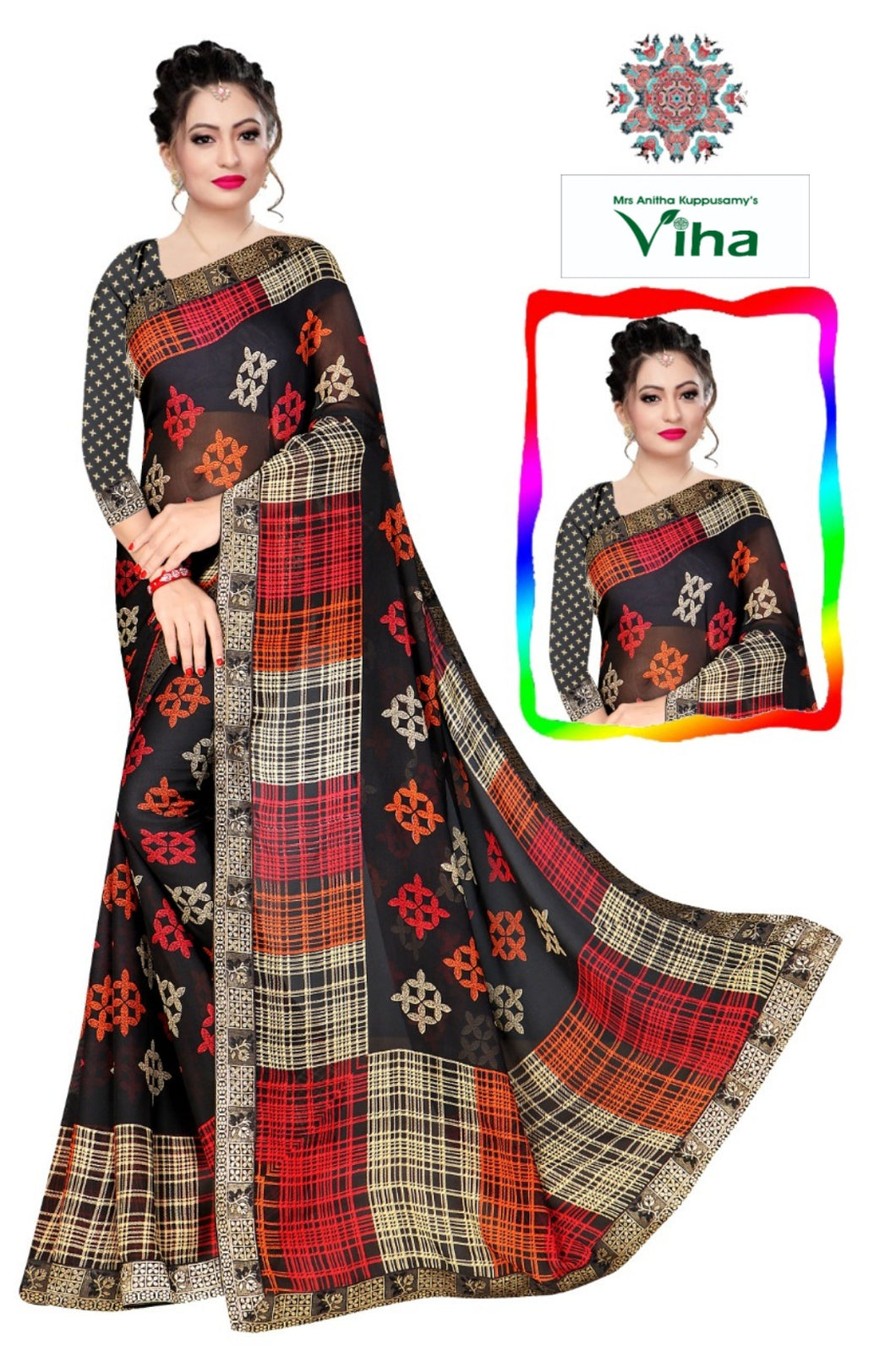 Georgette Saree with Border & with Blouse