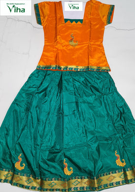 ReadyMade Cotton Silk Pavadai Set ( Lehenga Set ) with sleeves for 7 years