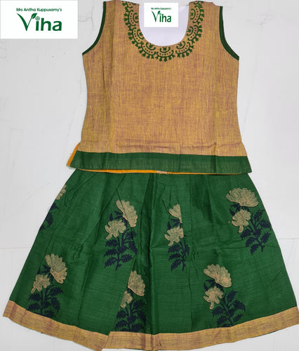 ReadyMade Cotton Pavadai set ( Lehenga Set ) with sleeves for 1 year child