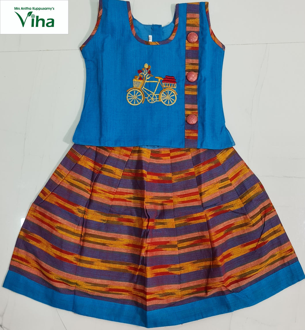 Ready Made cotton Pavadai set with sleeves for 0-1 year children (inclusive of all taxes)/ 0-1 வயது குழந்தைக்கான பாவாடை