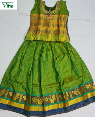 ReadyMade Cotton Silk Pavadai set ( Lehenga Set ) with sleeves for 6 years