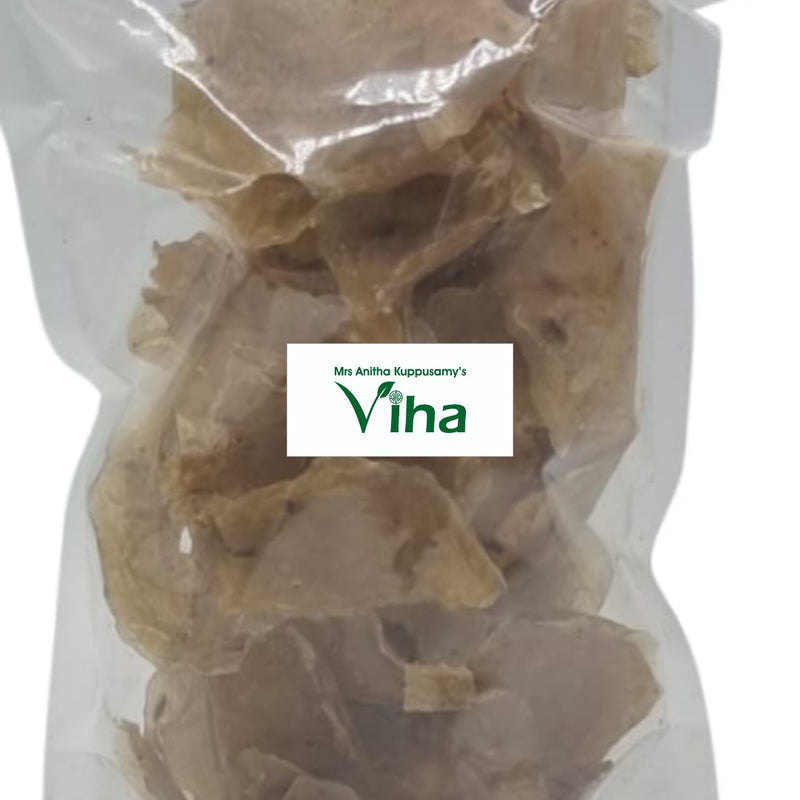 Tomato Chilli Fryums in a transparent plastic bag