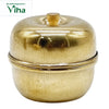 Apple Kumkuma Chimizh, an apple-shaped brass container with a lid and knob