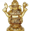 Ganesha (Vinayagar) Statue, a gold-toned metallic figurine with two raised arms, detailed headdress, layered necklaces, and a rounded base with carved petals