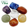 Chakra Stones for Healing with Pouch, seven glossy, tumbled stones in purple, blue, clear, green, brown, yellow, and orange tones