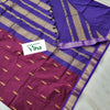Kalyani Cotton Silk Saree with Blouse, a purple and maroon textile featuring gold-toned woven patterns and fringes