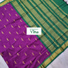 Kalyani Cotton Silk Saree with Blouse, patterned borders and fringe on edge