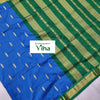 Kalyani Cotton Silk Saree with Blouse, diagonal stripes and two distinct primary colour zones